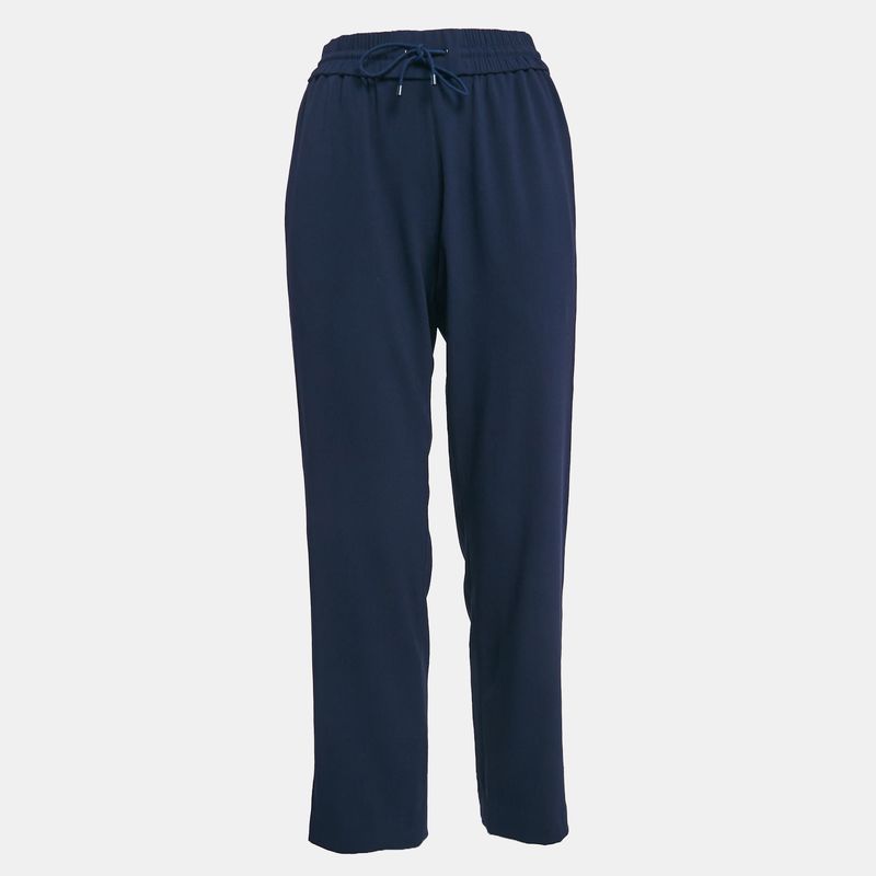 Kenzo Navy Blue Side Stripe Crepe Straight Leg Track Pants S